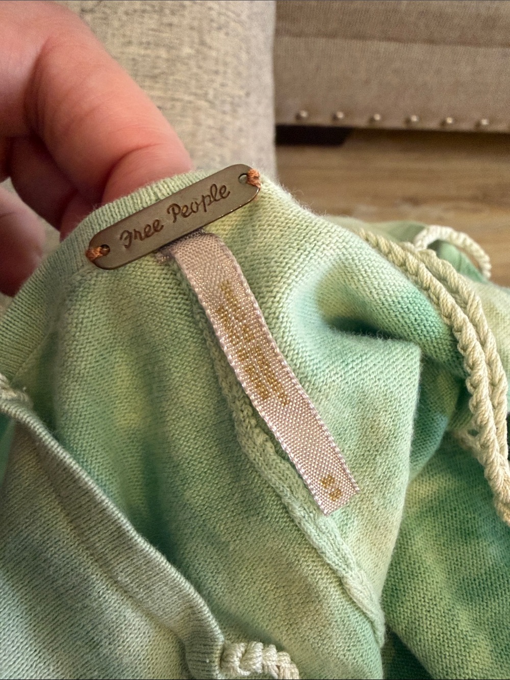 Free People Green Tie-Dye Crochet Halter Tank Top - Picture 6 of 9